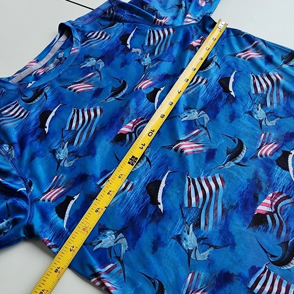 Reel Legends Boys Sword Flag Fish Print Activewear Long Sleeve Shirt L 14/16